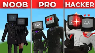 Skibidi Toilet ALL Characters Pixel Art : Noob vs Pro vs HACKER vs GOD / Building Challenge