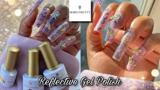 BORN PRETTY REVIEW | SNAKE NAILS | Using BORN PRETTY Reflective Glitter Gel | LAZY FRENCH NAILS