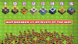 All levels Wall Breaker VS All Levels of The Wall |Clash of clans.