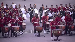 Indian military bands play martial music at Beating Retreat ceremony in Delhi