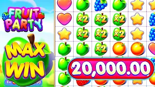 THE PERFECT $20,000 MAX WIN ON FRUIT PARTY! (BASE SPIN!)