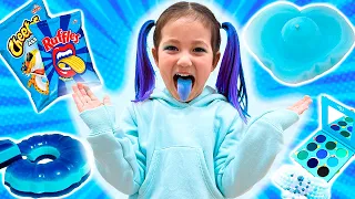 FAZENDO TUDO AZUL POR UM DIA INTEIRO !!  | YU e FAMÍLIA