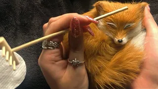 ASMR triggers on a fox 🦊 (brushing, stroking, cleaning) to help you relax