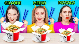 SFIDA DEL CIBO GRANDE VS MEDIO VS PICCOLO || Niente mani VS Una VS Due la Sfida su 123 GO Like!