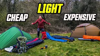 3 CAMPING Setups | My Cheapest, lightest & most expensive gear