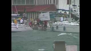 Trogir, fast Havarie. Action im Hafen bei Bura,  Sturm.