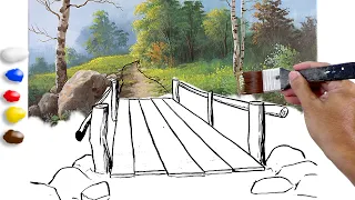 How to Paint Wooden Bridge in Acrylics / Time-lapse / JMLisondra