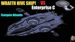 4K USS Enterprise C VS Wraith Hive Ship - Both Ways - EXCLUSIVE - Star Trek VS Stargate Starships