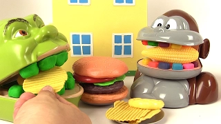 Shrek et le singe mangent des frites hamburger fast food