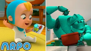 Don't Press that Blue Button! | 1 Hour of ARPO | Moonbug No Dialogue Comedy Cartoons for Kids