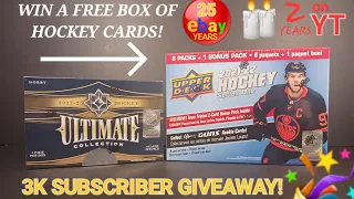2022-23 ULTIMATE COLLECTION 🏒 2021-22 UD SERIES 1 MEGA BOX  🆓️ 3K SUBSCRIBERS GIVEAWAY #hockeycards