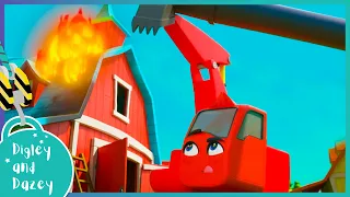 🚧 Fire Truck Emergency 🚜 | Digley and Dazey | Kids Construction Truck Cartoons