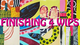 Creating collages on 4 WIPs painted papers