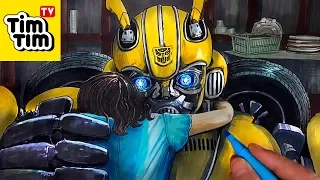 How to draw Transformers Bumblebee Hugging Charlie - Bumblebee 2018 Movie . Drawing for kids