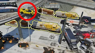 20 Minutes of GTA 5 NPCs DRIVING OFF AN OVERPASS and then CRUSHED BY TRAINS!