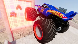 Monster Trucks Jumping Through GIANT Lasers LIVE! | BeamNG Drive - Griff's Garage