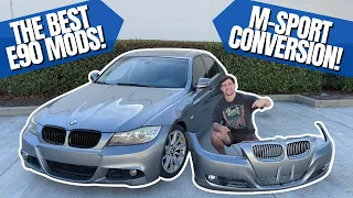 BMW E90 GETS M-SPORT BUMPERS! (M-SPORT CONVERSION!)
