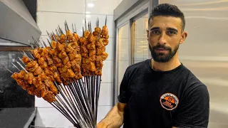 Shish Kebab with the best Turkish recipe! The best street food place in Istanbul!