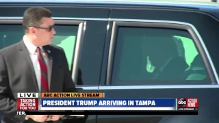 President Trump arrives in Tampa to visit MacDill Air Force Base & CentCom leaders