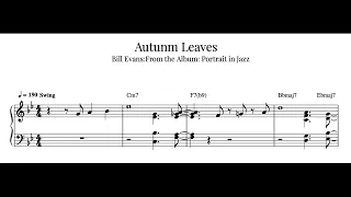 Autumn Leaves -  Bill Evans - Portrait in Jazz - Transcription - Free Sheet Music