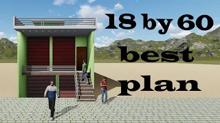 18 by 60 3d house plan with interior in hindi # 18 by 60 best house plan # 18 by 60 house plan