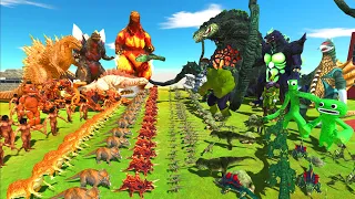 Orange Monster War - Team Orange Godzilla VS Team Green Biollante - Animal Revolt Battle Simulator