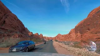 Scenic Road of Valley of Fire State Park - Inside Car - 4K HDR