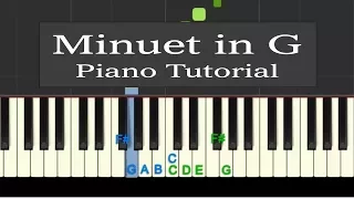 Easy Piano Tutorial: Minuet in G Major (simplified) Bach / Petzold with free sheet music