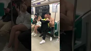 American bodybuilder subway prank VIDEO funny reaction tiktok meme