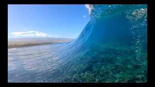 SURFING a SHALLOW REEF and CLEAR WATER - Island surf