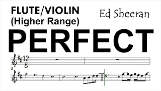 Perfect by Ed Sheeran Flute Violin High Range Sheet Music Backing Track Play Along Partitura