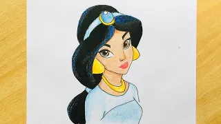 How to Draw Princess Jasmine | Disney Aladdin | Colored Pencil Sketch