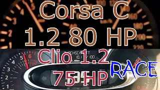 2005 Opel Corsa C 1.2 80 HP VS 2013 Ranault Clio 1.2 75 HP 0-140 Race