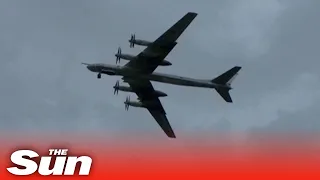 Russian bombers with nuclear capabilities patrol over the Sea of Japan