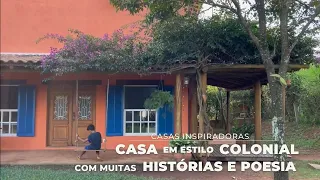 CASA EM ESTILO COLONIAL, RÚSTICA, COM MUITO ARTESANATO, CERÂMICA, PLANTAS, HISTÓRIA E MUITO AFETO