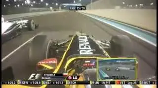 F1 2010 - R19 - Kubica passes Kobayashi onboard Abu Dhabi