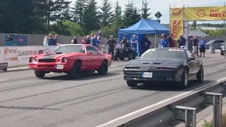 '88 Pontiac Firebird T/A GTA 355 vs '78 Chevrolet Camaro 350 1/8mile drag race