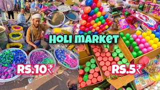 Cheapest Holi Market 2024 | Exploring Gulal, Colour,Pichkari, ₹3RS holi stash😱 |sadar bazar delhi