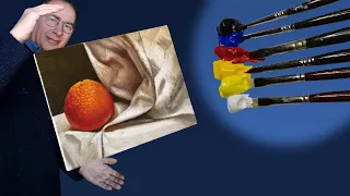 Sperimento la pittura ad acrilico, dipingo l'arancia in un panneggio