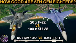 20 x F-22 Raptors vs 100 x Su-35 Super Flankers: 5th Gen vs 4th Gen Battle | DCS