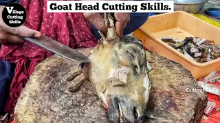 Goat head cutting skills | Cutting skills | village cutting skills