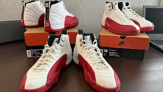 Air Jordan 12 White Varsity Red Original vs Retro Comparison OG vs 2023 AJ 12 Cherry