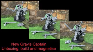 new primaris space marine gravis captain unboxing and build, all weapons magnetised and useable