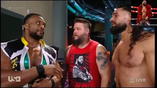 WWE RAW 2021 SETH ROLLINS AND KEVIN OWENS AND BIG E TALK ABOUT BIG E HIS MATCH BACKSTAGE