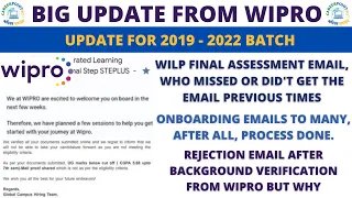 BIG UPDATE FROM WIPRO | WIPRO REJECTION EMAIL | BACKGROUND VERIFICATION | ONBOARDING | WATCH NOW