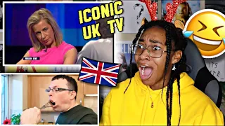 AMERICAN REACTS TO BRITISH ICONIC TV MOMENTS 😂 | Favour