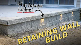 Building a DIY RETAINING WALL with CONCRETE BLOCKS & LIGHTS!