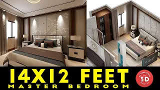 14x12 Feet Master Bedroom With Attach Toilet || 168 SQF Bedroom || Luxury Interior Design || 2021