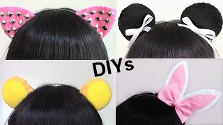 4 Easy Halloween DIYs: Studded Cat Ears, Bear Ears, Bunny Ears, Panda Ears Headbands
