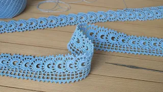 Красивое и простое ЛЕНТОЧНОЕ КРУЖЕВО вязание крючком КАЙМА мастер-класс  Crochet Tape Lace Tutorial